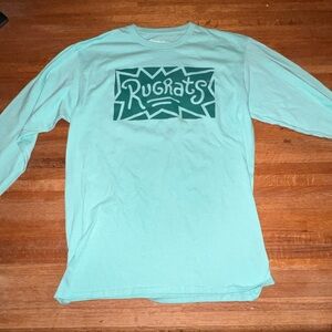 Nickelodeon Rugrats Adult Medium Mint Green Logo Long Sleeve Crew Neck Shirt